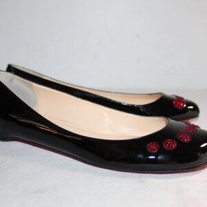 Christian Louboutin Patent Leather Ballet Flats Crystal Embellishments 40.5